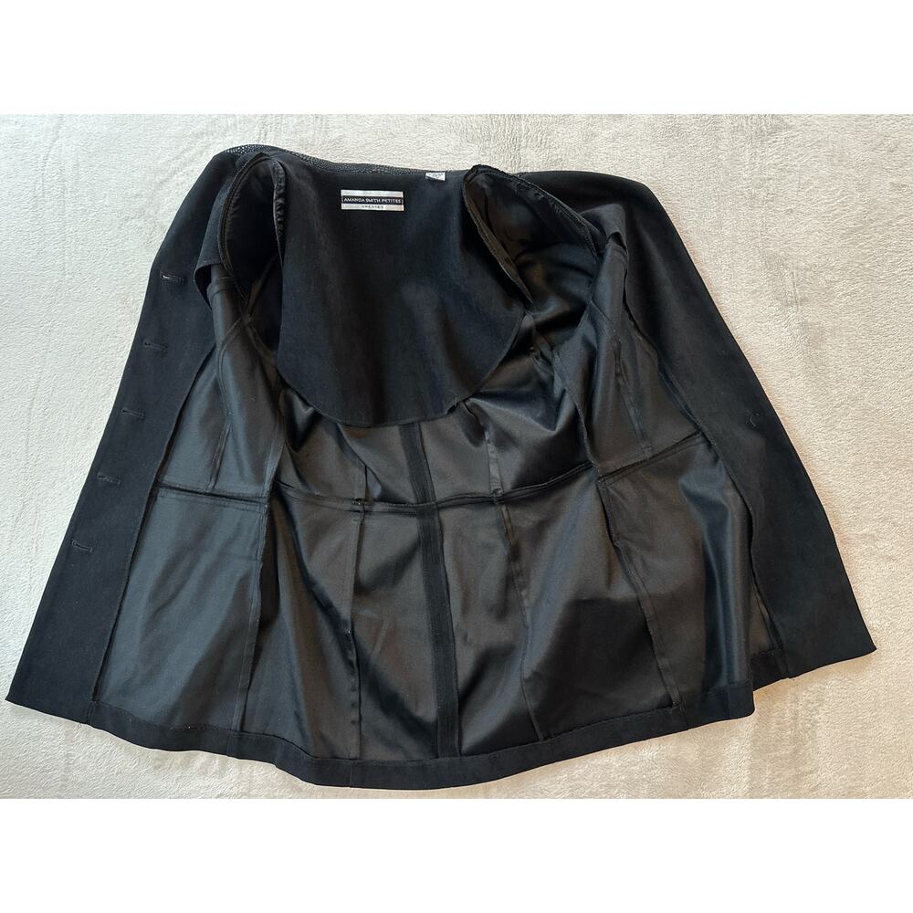 Vintage Amanda Smith Petites Women’s 8P Black Blazer Jacket Snake Skin Trim - Picture 5 of 8